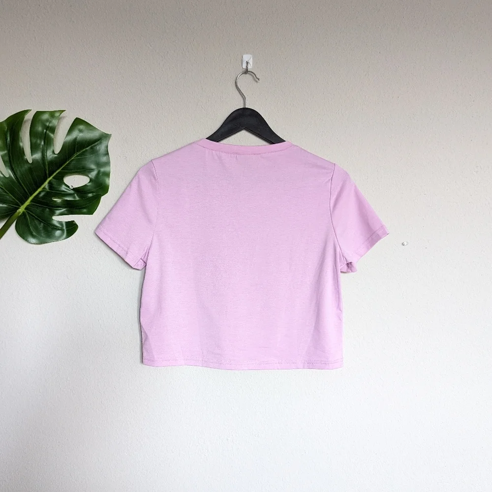 Venice Beach pastel purple pink yellow and blue graphic cropped tee size L - Picture 8 of 8